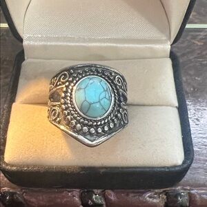 Silver Turquoise Statement Ring
